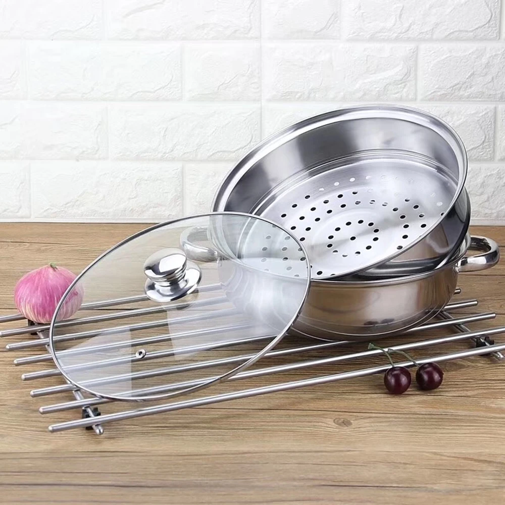 28 см Нержавеющая сталь кастрюли Пароварки утолщенные двойные котла 2 пароварка