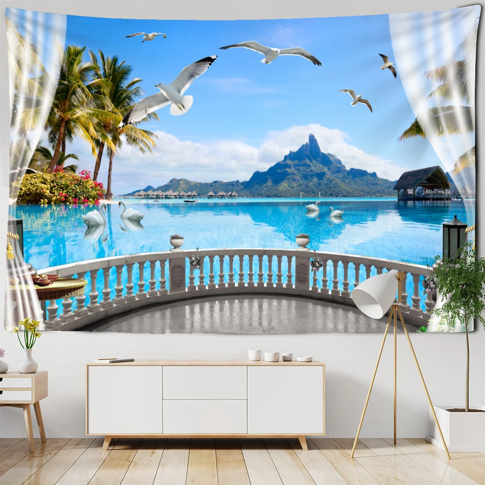 

Большой гобелен, имитация окон, искусственный гобелен, настенный подвесной богемный стиль, Декор для дома