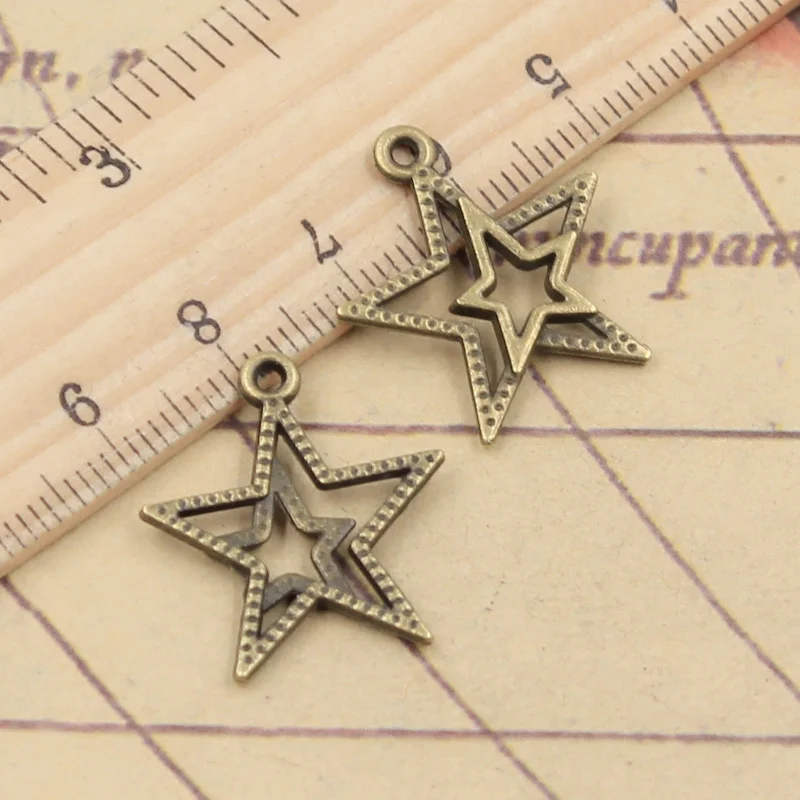 20 шт. подвески звезда пентаграмма 23x20 мм тибетские бронзовые серебряные цветные