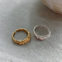 amaiyllis 925 sterling silver minimalist open adjustable finger ring irregular tin foil open shaped ring for women female bijoux