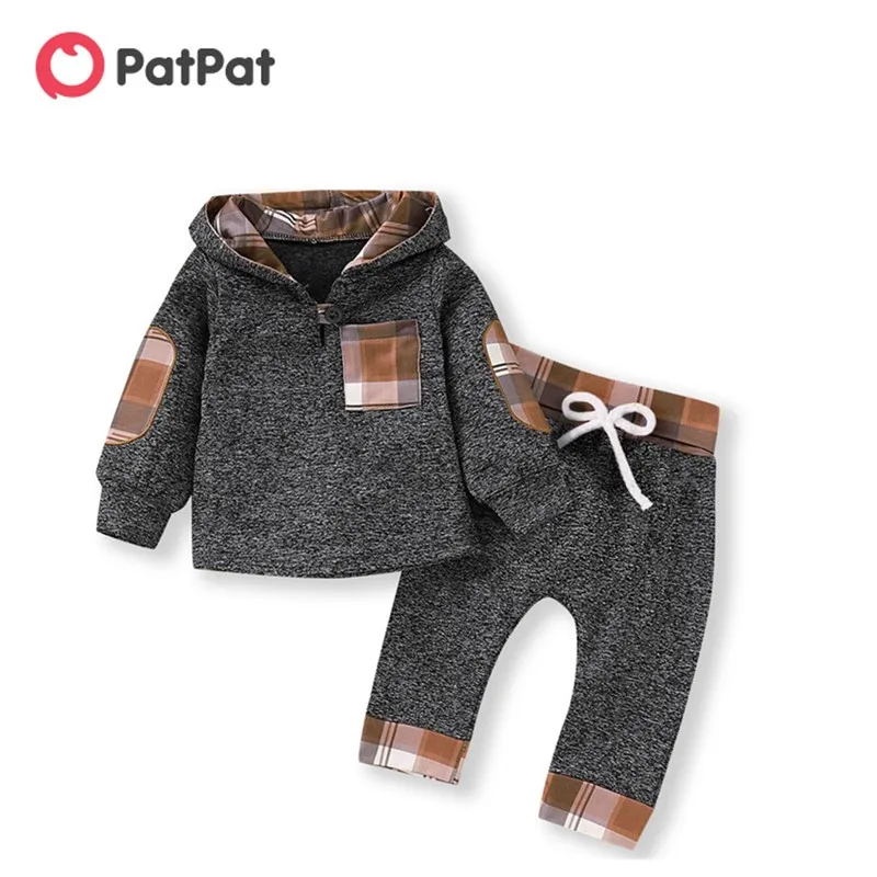 Новинка 2020 осенне зимний хлопковый Повседневный клетчатый костюм PatPat для