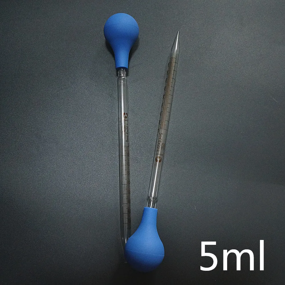 

5ml Rubber Head Glass Pipettes Dropper Fluid Liquid Dropper Scale Line Lab Equipments