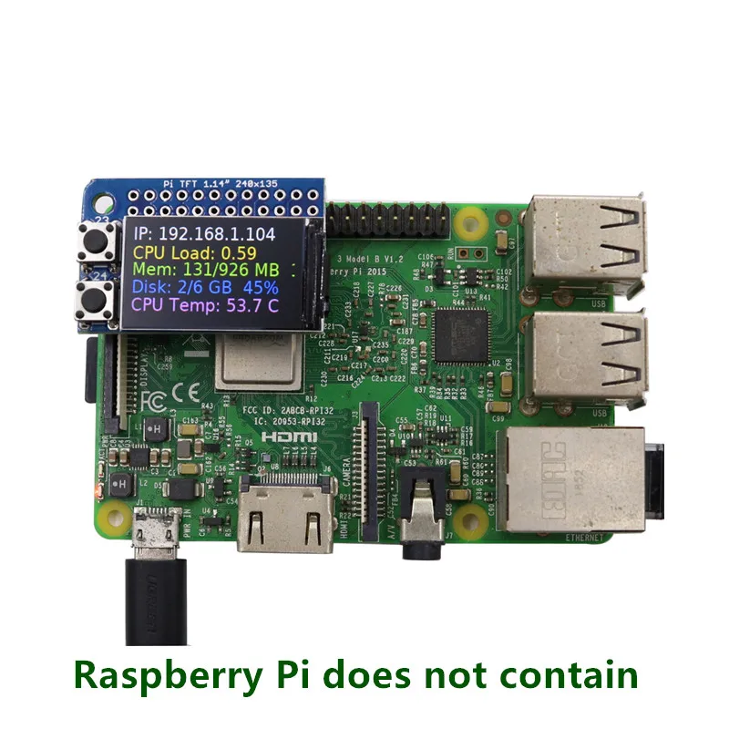 

Mini Pi TFT 1.14inch 135x240 Color TFT Module Add-on for Raspberry Pi