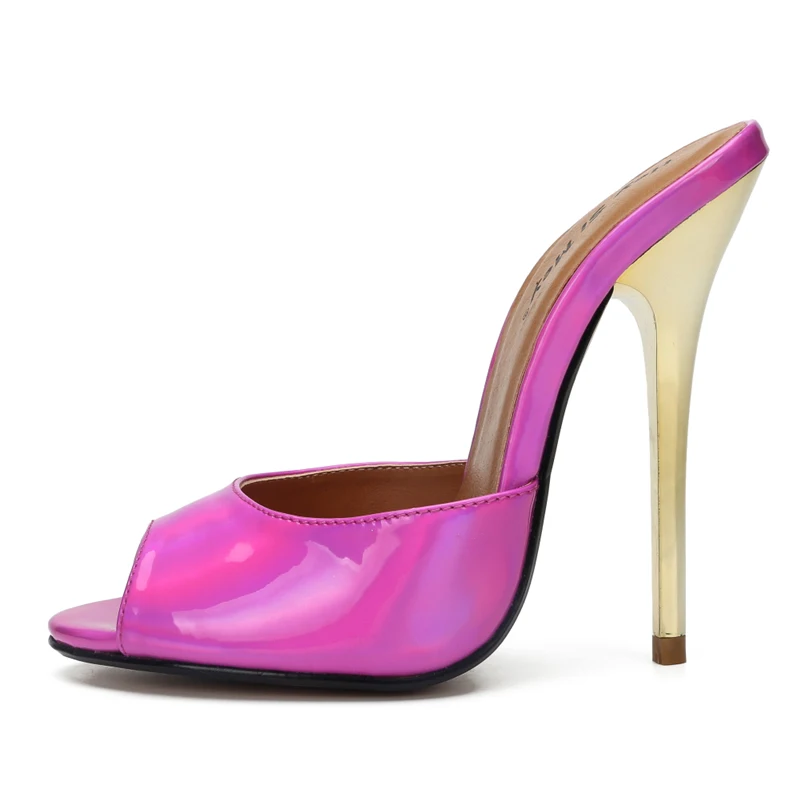 

Sexy High Heels Mules Shoes Woman Popular Fashion Summer Women Slippers Female Shoes Large Peep Toe Stilettos Heels Mules Large