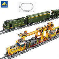 advanced model building blocks electric train set railway track power motor laying heavy load machine military city toys gift