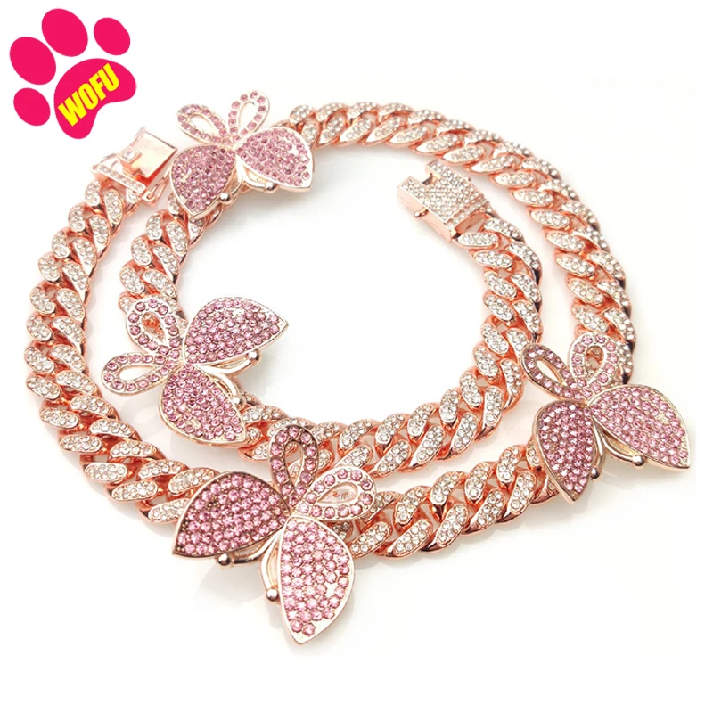 WOFUWOFU бабочки со стразами для собак с золотым воротником собака горловиной