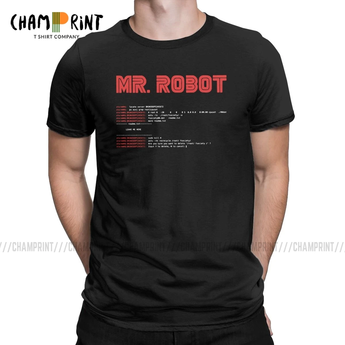 Мужская футболка Mr Robot с программатором Arch Linux круглым вырезом для отдыха и работы