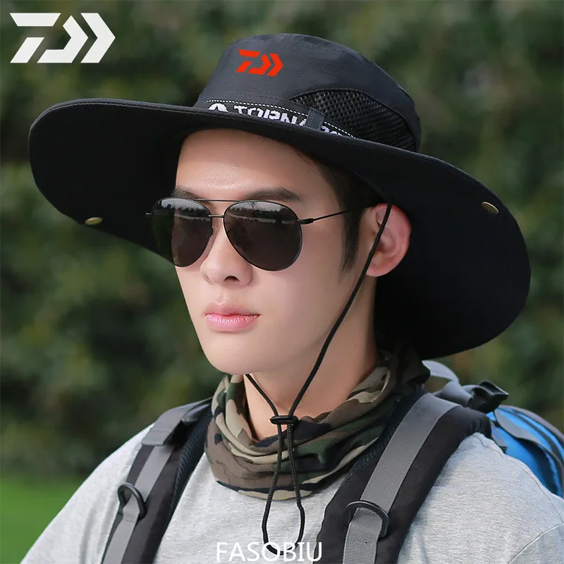 

2021 Daiwa Brand Big Brim Fishing Hat Summer Outdoor Mountaineering Hat Anti-UV Cap Waterproof Sports Sun Hat