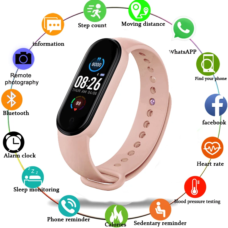 

M5 Smartwatch Bracelet 2022 Bluetooth Waterproof Heart Rate Monitor Fitness Tracker Watches Smart Watch for Apple Huawei