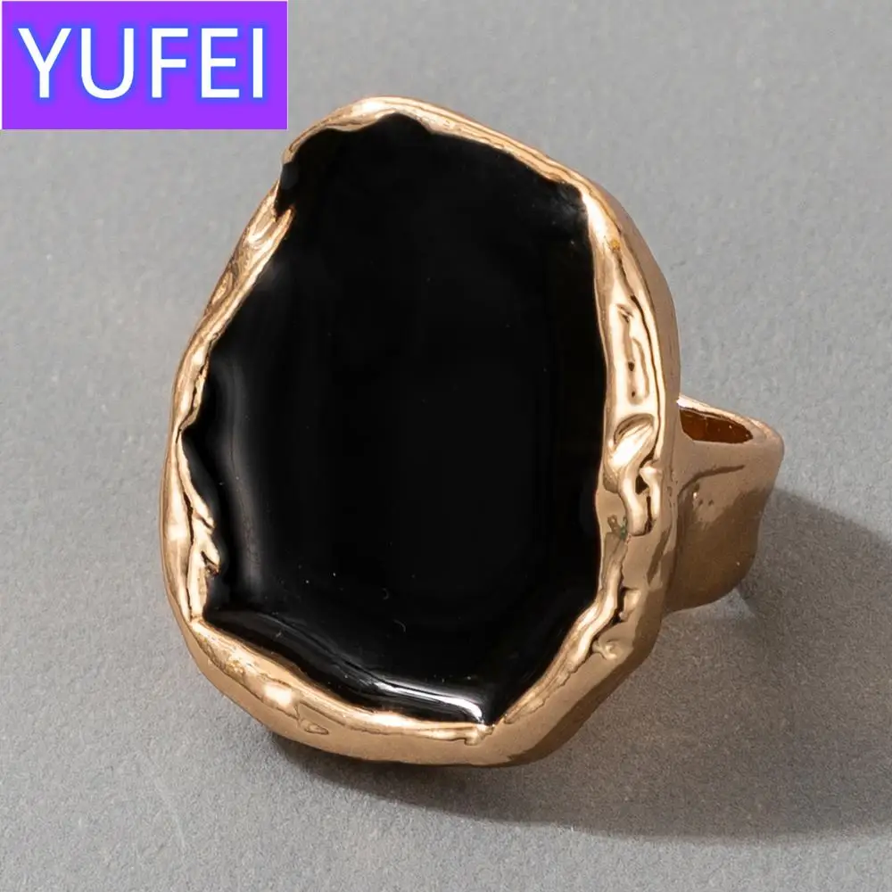 

Tocona Bohemian Black Stone Ring for Women Charming Gold Color Alloy Metal Big Joint Ring Jewelry Gift Drop Shipping 16916