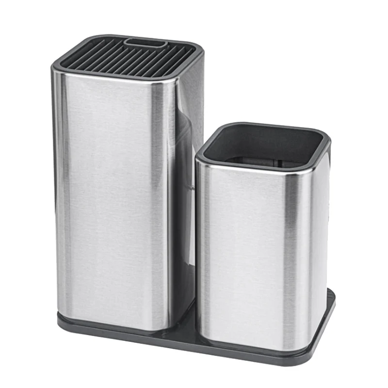 

2Pcs/Set Flatware Stainless Steel Large Capacity Countertop Drain Kitchen Utensil Holder Home Easy Clean Cutter Storage