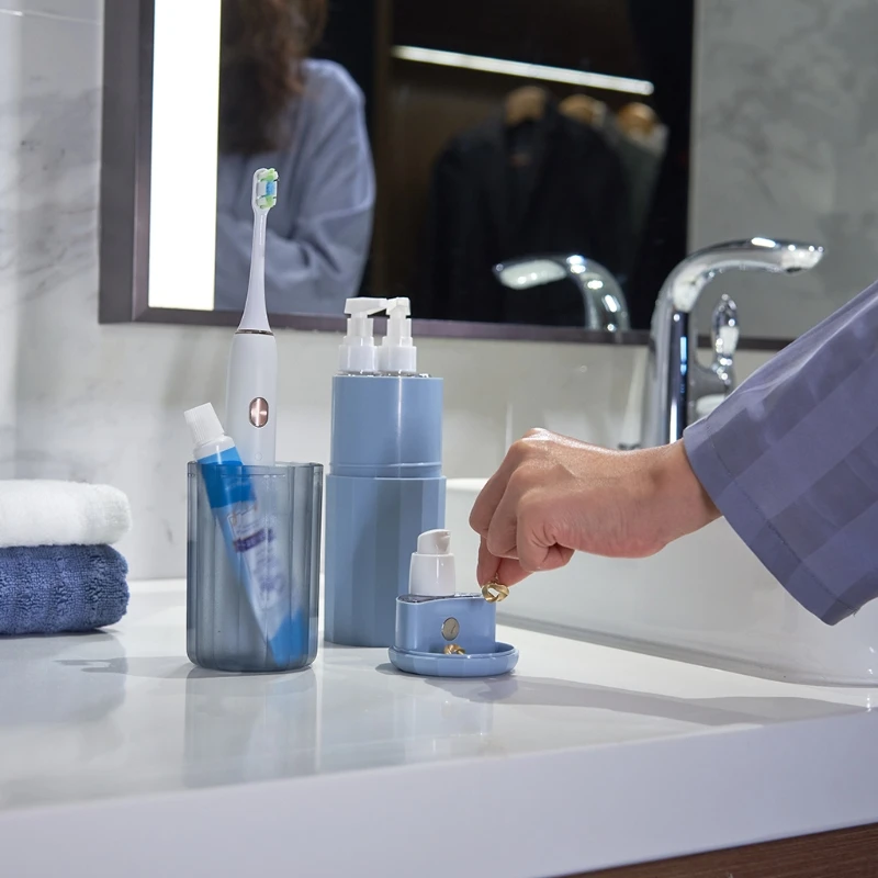 

Travel Mouthwash Cup Set Bottle with 3 Spray Bottles Fortable Toothbrush Case Holder Cup Travel Mouth Cups Container Storage Box