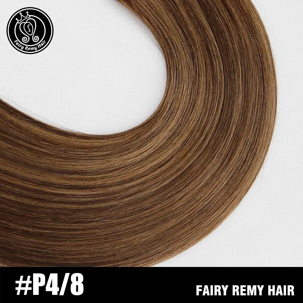 P4-8 Сказочные волосы remy, 2,0 г/шт., 18 дюймов, натуральные человеческие волосы Remy на ленте для наращивания, прямые волосы Remy, силиконовый, невидимый, искусственная кожа для наращивания - Цвет: P4-8