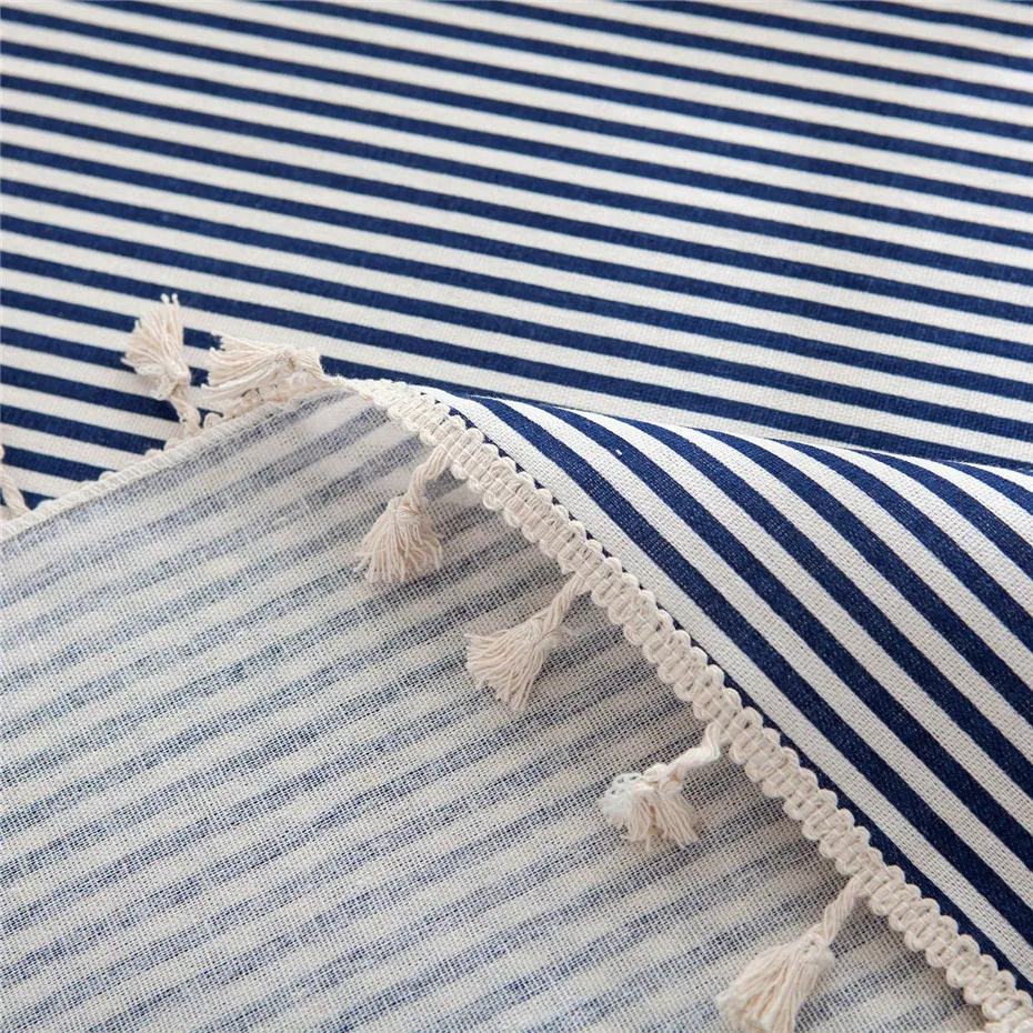 Кисточка для скатерти в клетку из льна и хлопка полоску с рисунком макраме одеяло