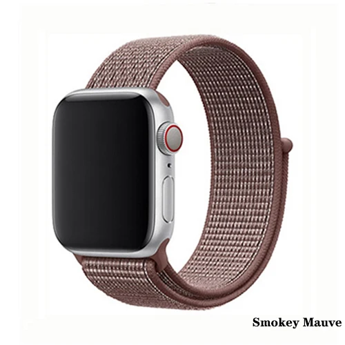 Нейлон pulseira для apple watch band 4 44 мм 40 мм(iwatch 5) apple watch 3 2 1 ремешок 42 мм 38 мм дышащий браслет ремень аксессуары - Цвет ремешка: Smokey Mauve