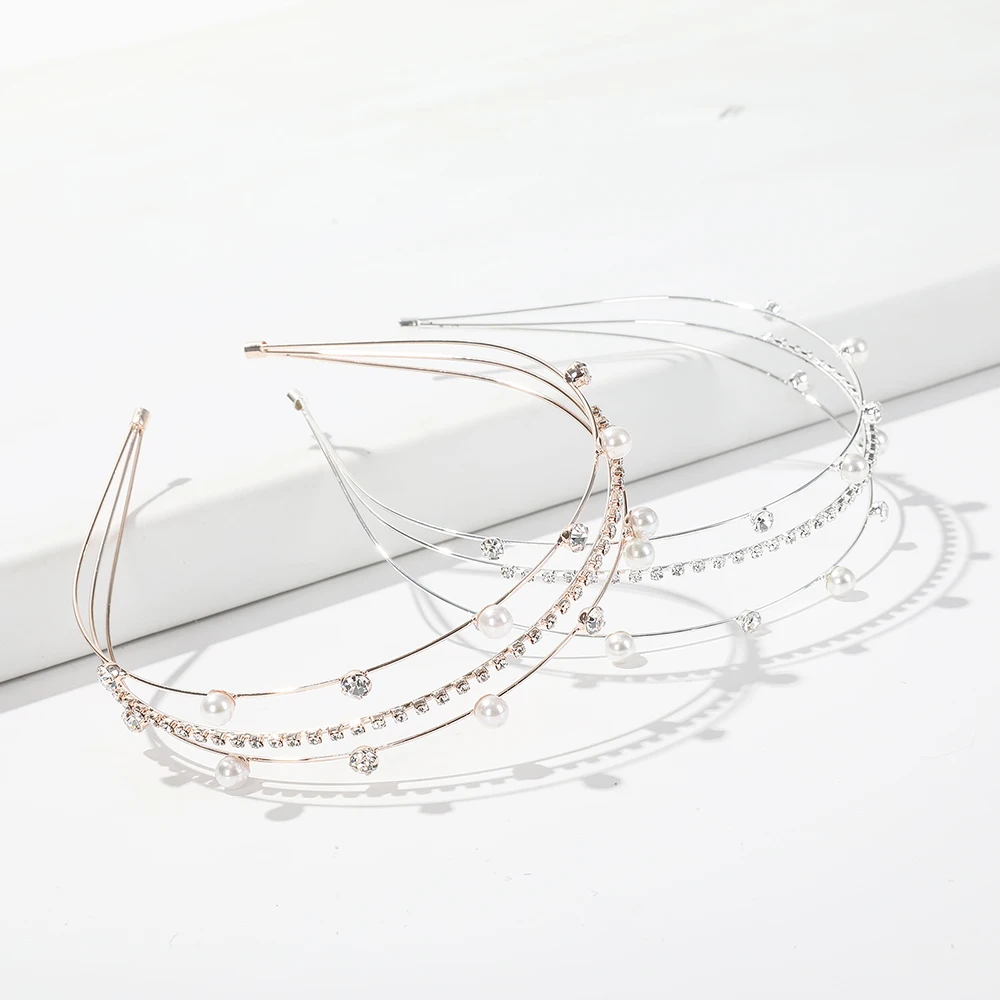 Женский обруч для волос AWAYTR свадебный с кристаллами и жемчугом аксессуар в