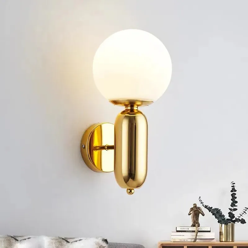 Aballs Wall Lamp Modern Bedroom minimalist wall sconce gold American style outdoor led lamp For Home Mirror ball wall lamp