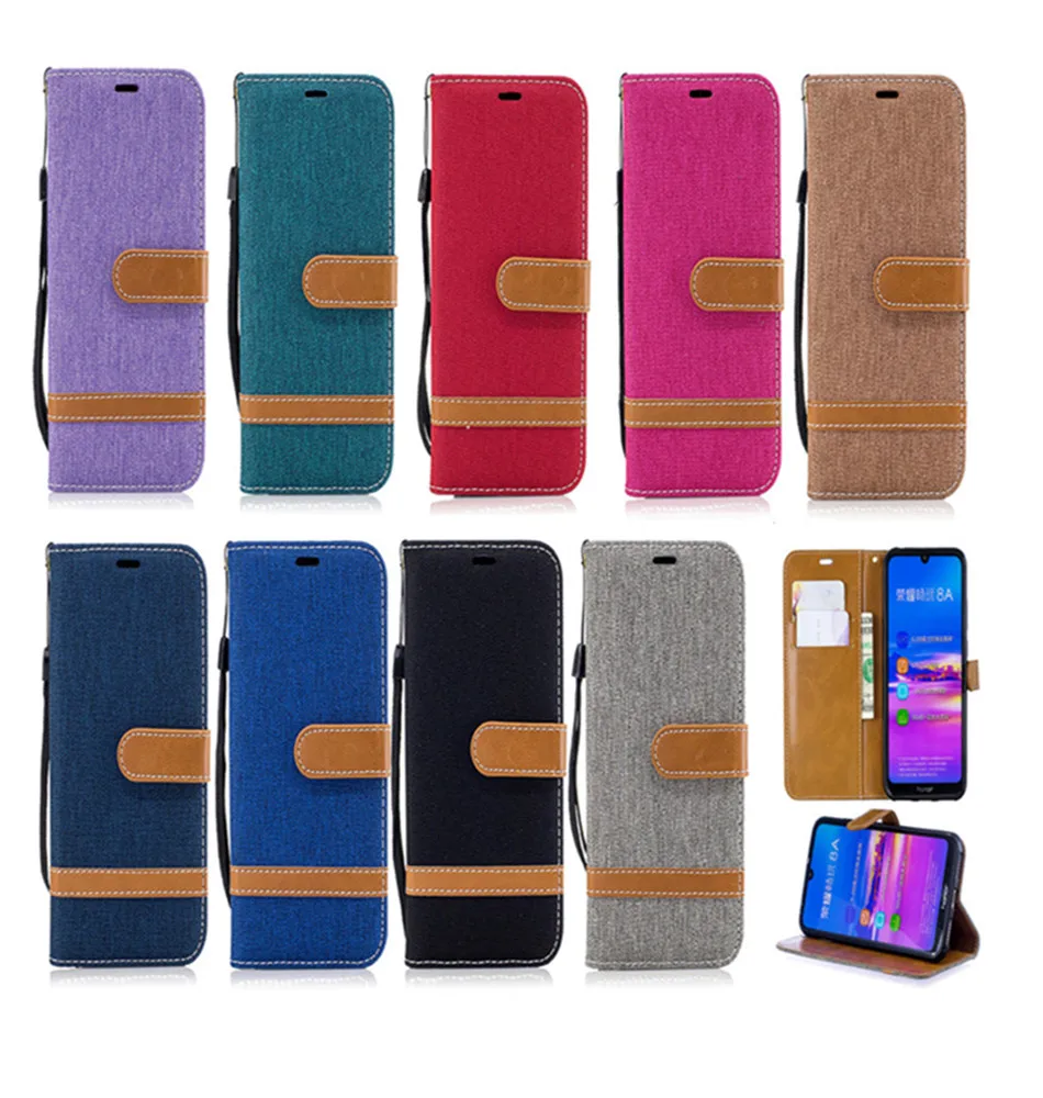 Роскошный джинсовый прошитый флип чехол из искусственной кожи для телефона Huawei