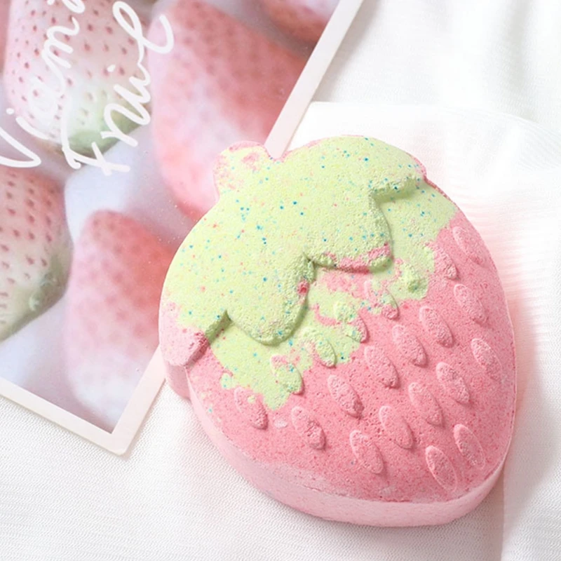 

Strawberry Bubble Bath Bomb Natural Fizzy for Women Moisturizes Dry Sensitive Skin. Releases Color, Scent, and Bubbles GXMC