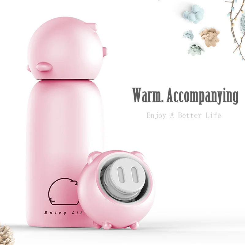 300 мл из нержавеющей стали креативная Милая свинка для женщин Вакуумная бутылка