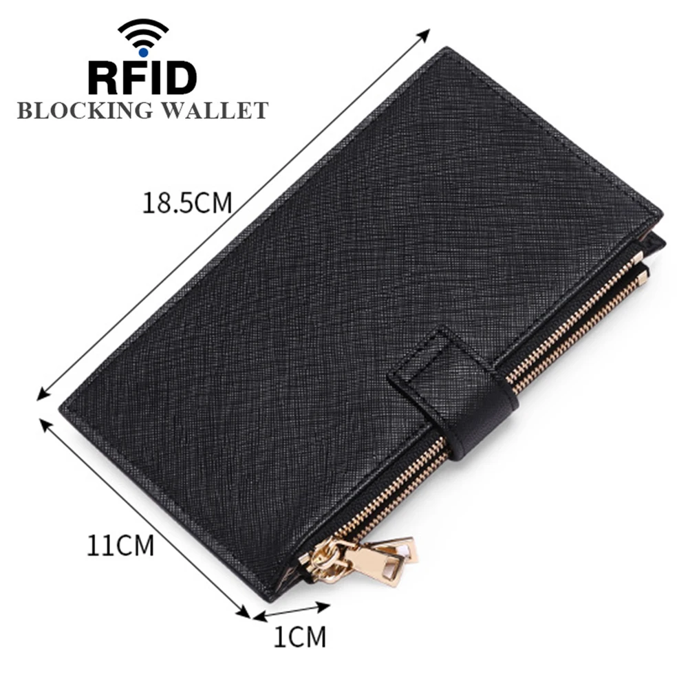 

Women's Wallet RFID Blocking Bifold Multi Card Case Wallets PU Leather with up to 18 Card Slots 1 Window 2 Zipper Pocket Maximum