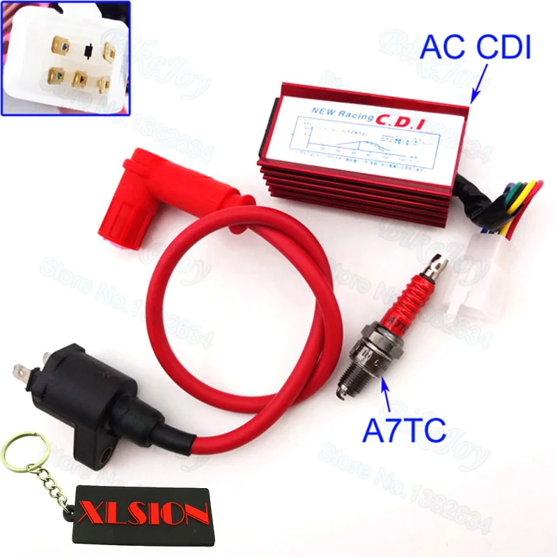 Гоночная катушка зажигания и 5 pin AC CDI и A7TC Свеча зажигания для 50 70 90cc 110cc 125cc 140cc 150cc 160cc двигателя питбайк ATV Quad