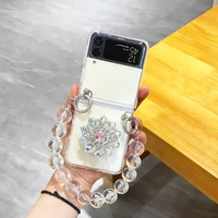 for samsung zflip3 case luxury rhinestone transparent protective sleeve for galaxy zflip3 f7110 creative bracket galaxy conque