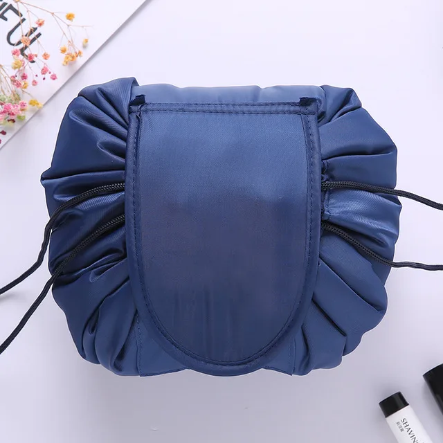 Navy blue Женская дорожная косметичка на шнурке органайзер для макияжа сумка-чехол для косметики Сумка Для Хранения Туалетных Принадлежностей - Цвет: Navy blue