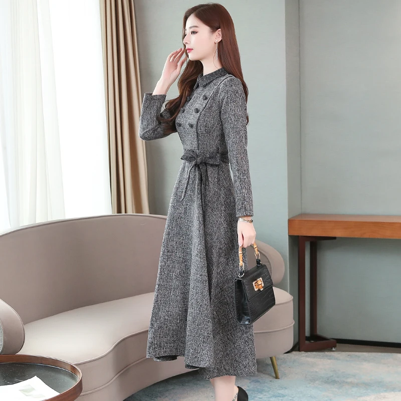 Женское платье средней длины в стиле ретро черное повседневное облегающее с