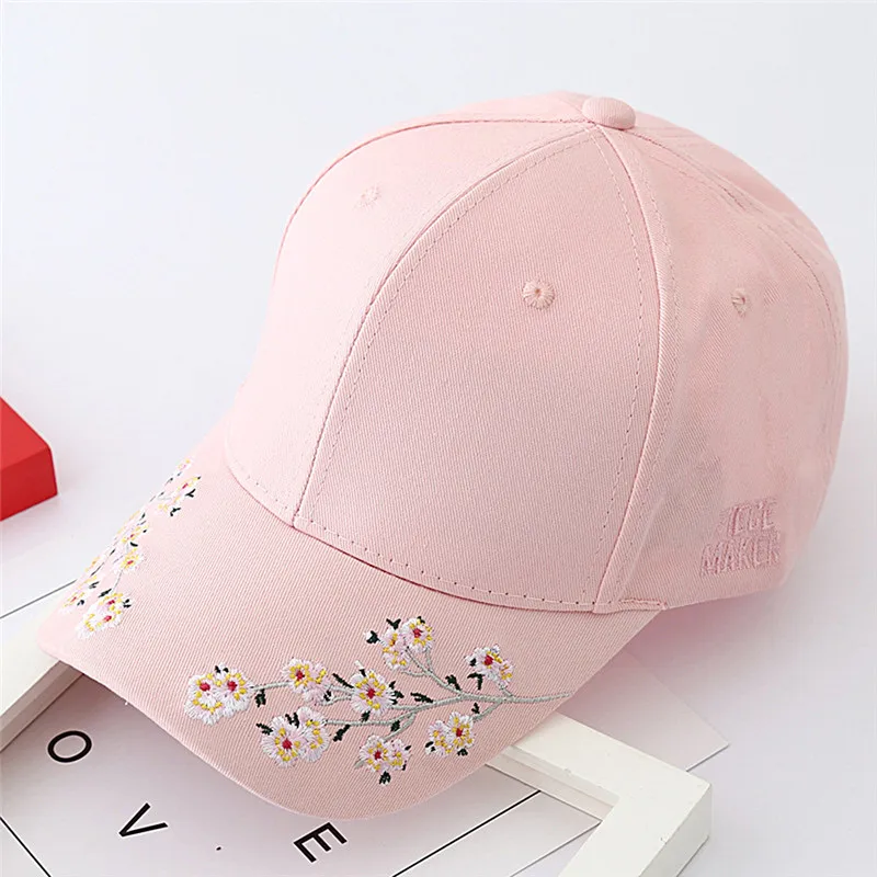 

Baseball Cap Ladies Snapback Cap Hat Women Embroidered Cherry blossoms Hat Hot