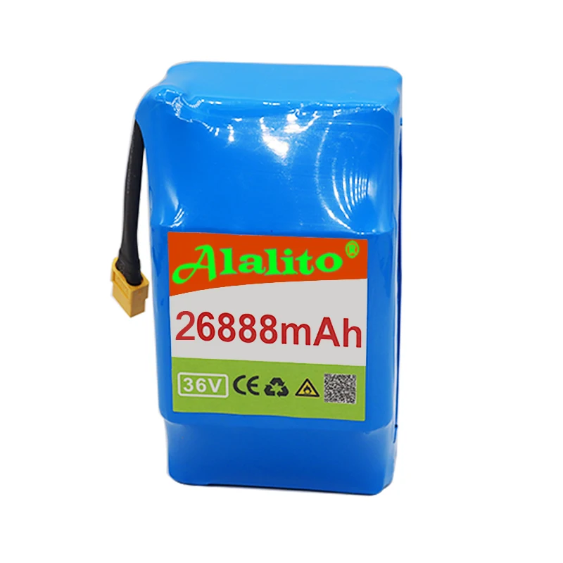 Alalito 10S2P 36v литий-ионная аккумуляторная батарея 26888mAh26. 88AH аккумуляторная батарея для зарядки Ноута и сотового телефона Электрический самовсасывающий Ховерборд Одноколесный велосипед