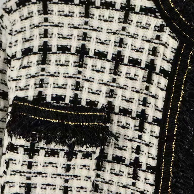 Женский комплект из двух предметов винтажный клетчатый твидовый шерстяной