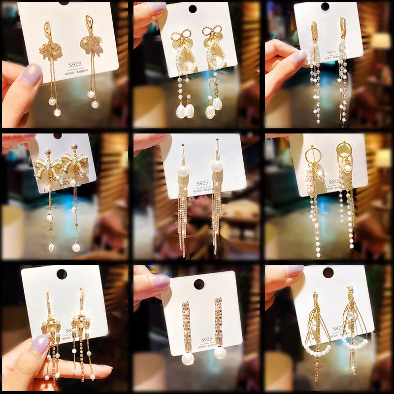 Fashion Earrings with Zircon, Bow Design, and Long Tassel for Women - Trendy Dangle Earrings and Versatile Gift image 2