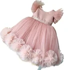 Сделанный на заказ розовое платье без рукавов для девочки с цветами платья для мамы и дочки платья для большие, ручной работы Цветы вечерние Одежда для выступлений, дня рождения, платья