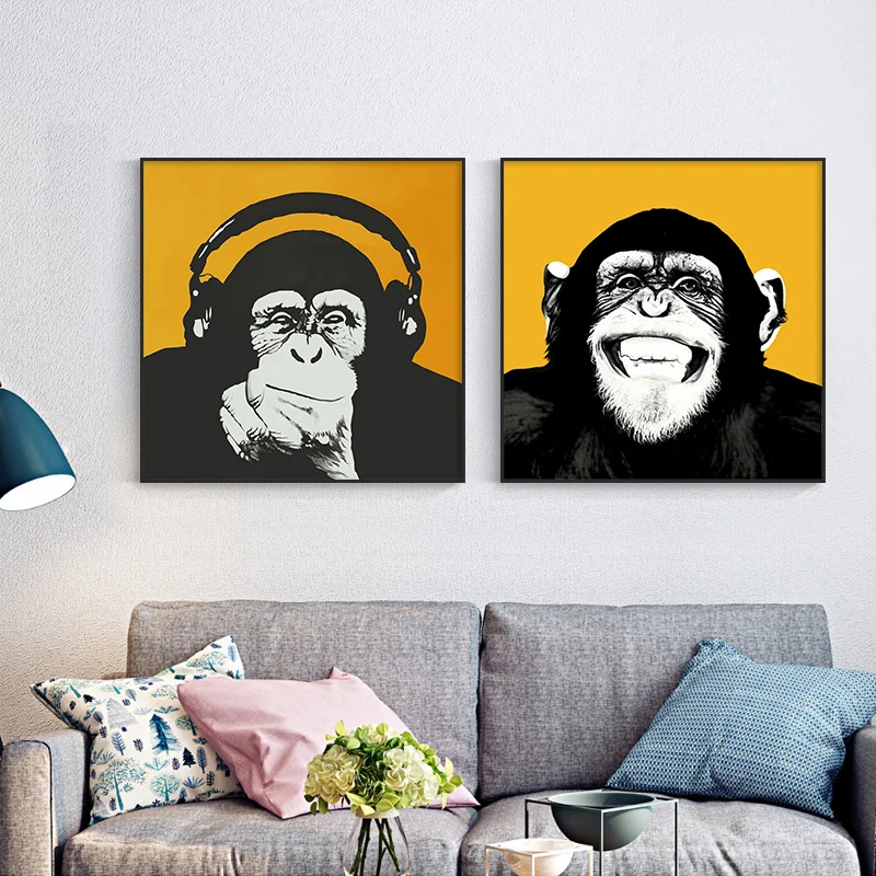 

Graffiti Animal Wall Art Canvas Art Picture Wall Poster and Print Wall Art Funny Orangutan Pictures for Living Room Home Decor