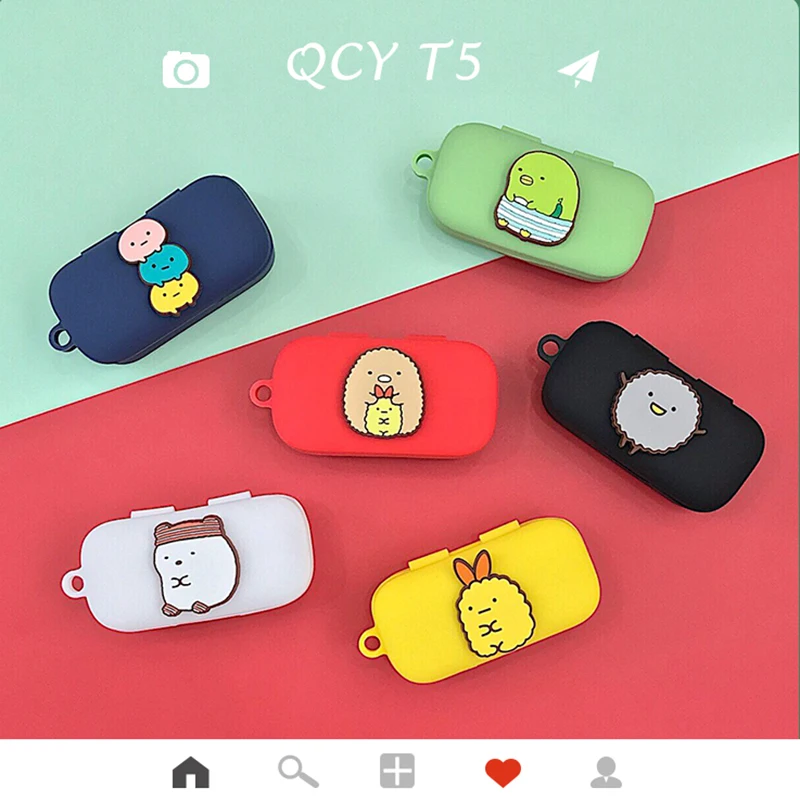 Силиконовый чехол для наушников QCY T5 Противоударные Защитные чехлы с поддержкой