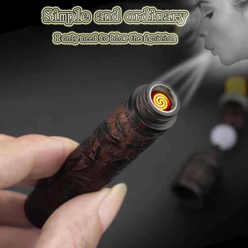 

Newest USB Charging Lighter Creative Blowing Lighter Windproof Flameless Electronic Tungsten Mini Portable Lighter Men Gift