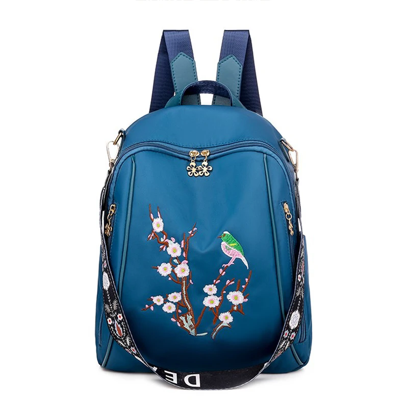 

Водонепроницаемый синий модный рюкзак для женщин, классический нейлоновый дорожный ранец на плечо из ткани Оксфорд с защитой от кражи