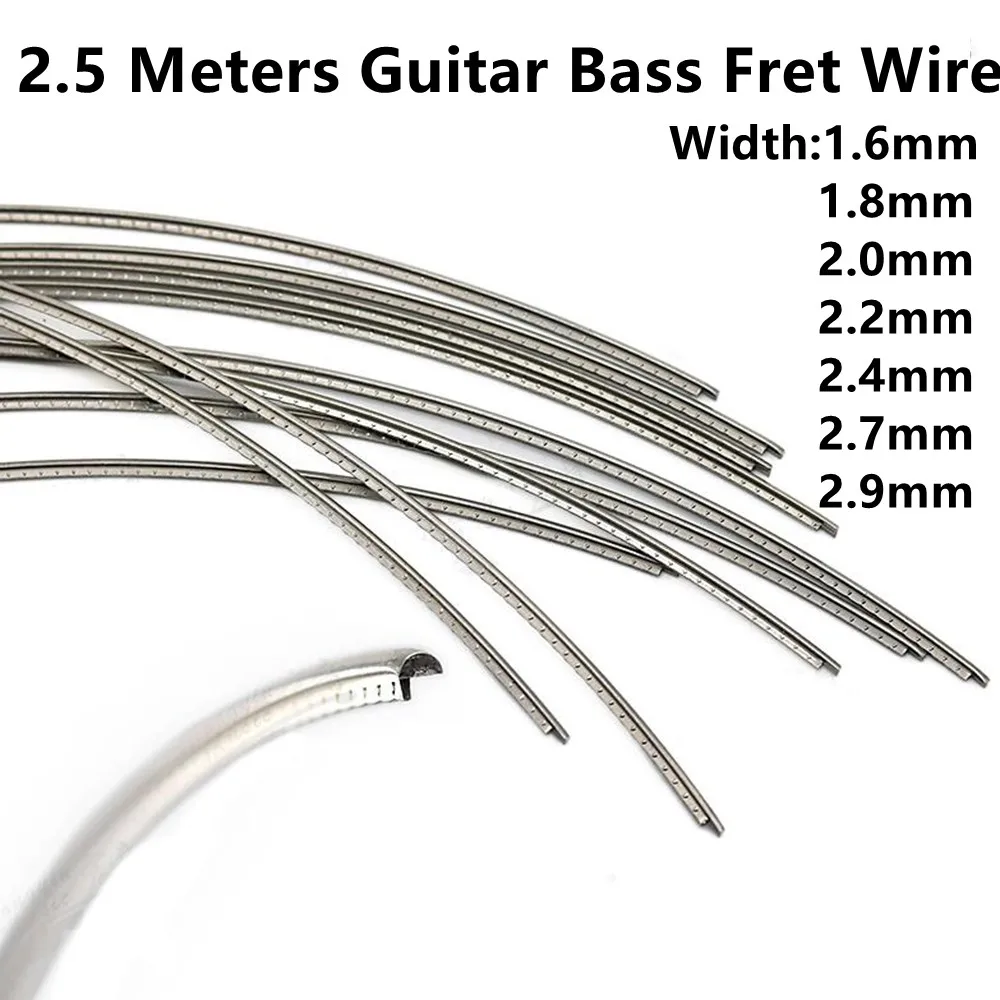Enlarge 8FT Bass Guitar Fingerboard Fret Wire Copper Nickel Silver Gauge 1.6MM-2.9MM High Temperature Resistance Mechanical Guitar Fret