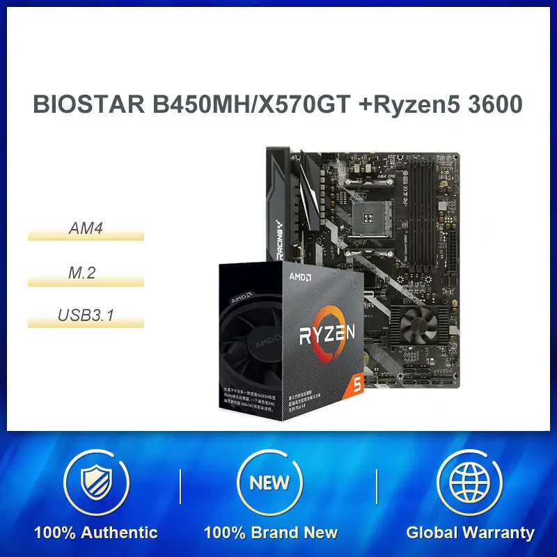 Процессор AMD Ryzen R5 3600 в коробке для настольного компьютера процессор Biostar X570GT