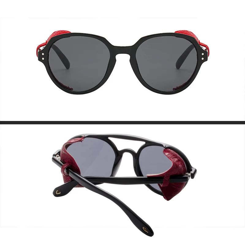 AIMISUV Ретро стиль стимпанк солнцезащитные очки для мужчин 2019 модные кожаные с