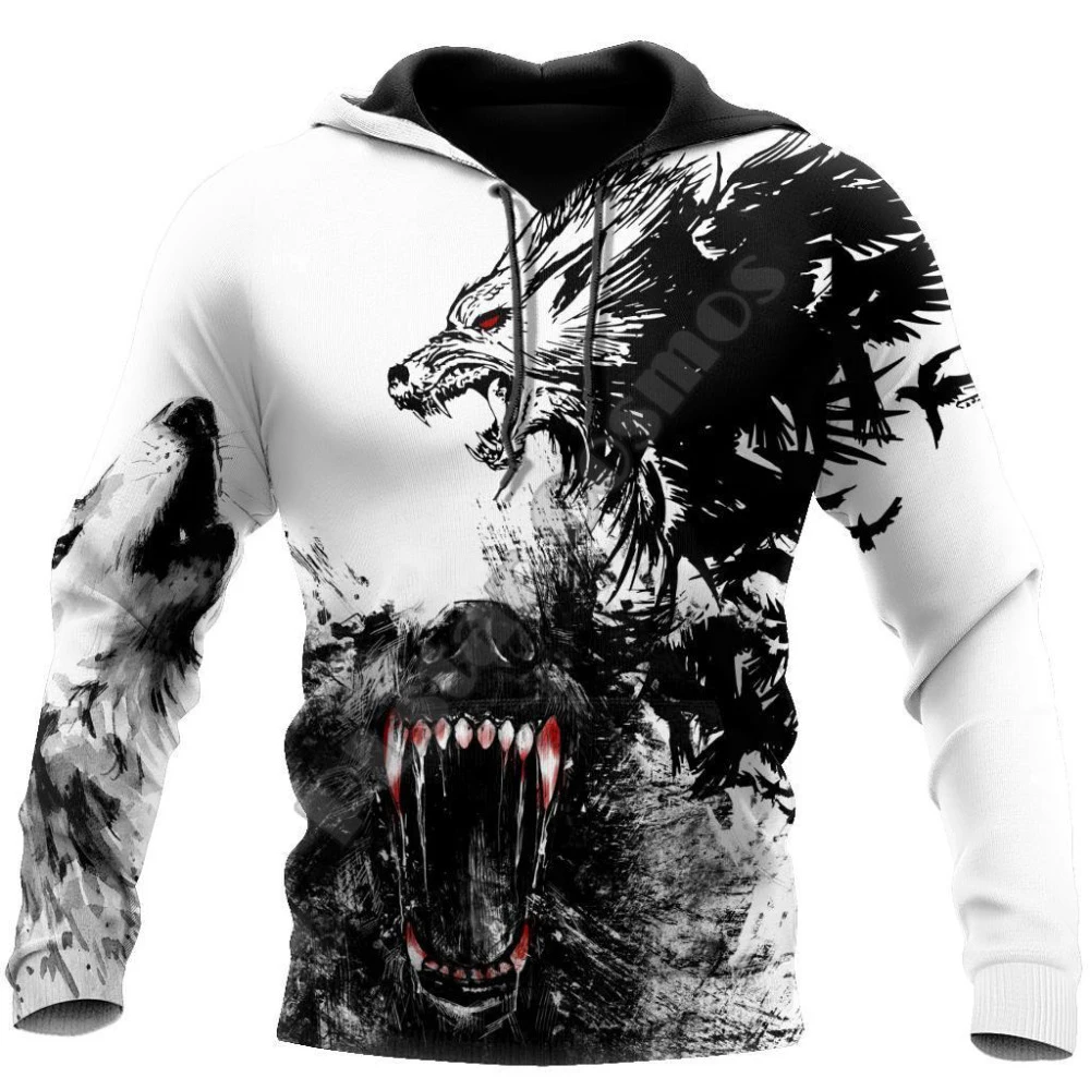 

Sudadera con capucha para hombre, Lobo estampado en 3D, diseo divertido de marca, ropa de calle harajuku, chndales, novedad