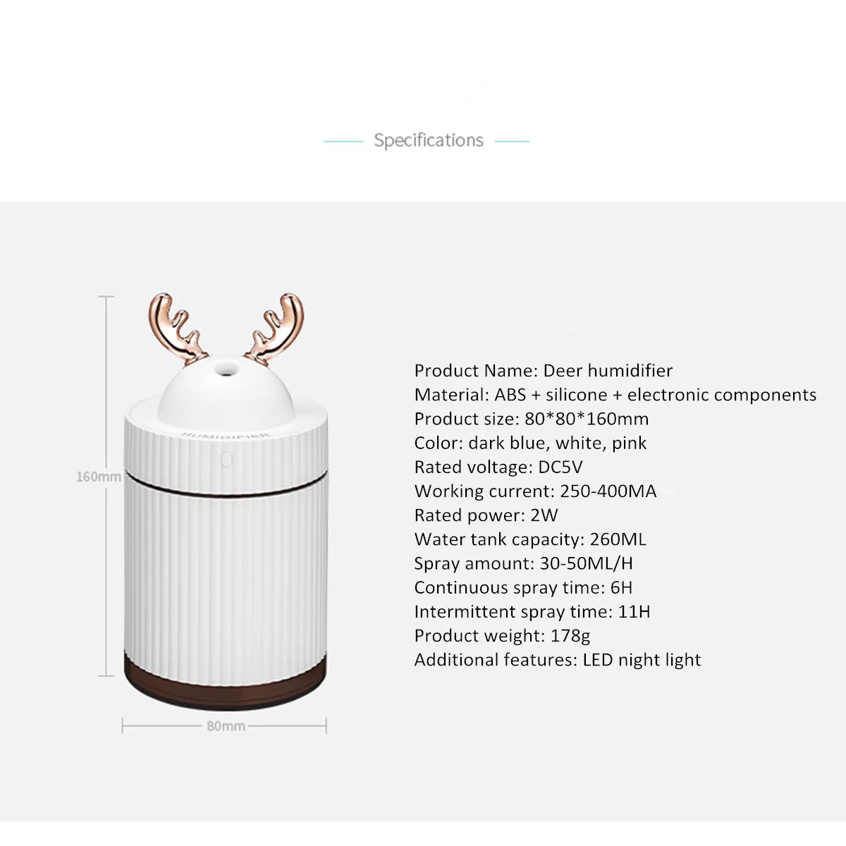 

260ML Ultrasonic Air Humidifier Aroma Essential Oil Diffuser For Home Car Office USB Fogger Mist Maker With Colorful Night Lamp