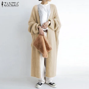 Пальто женское из искусственного меха, с длинным рукавом, Осень-зима