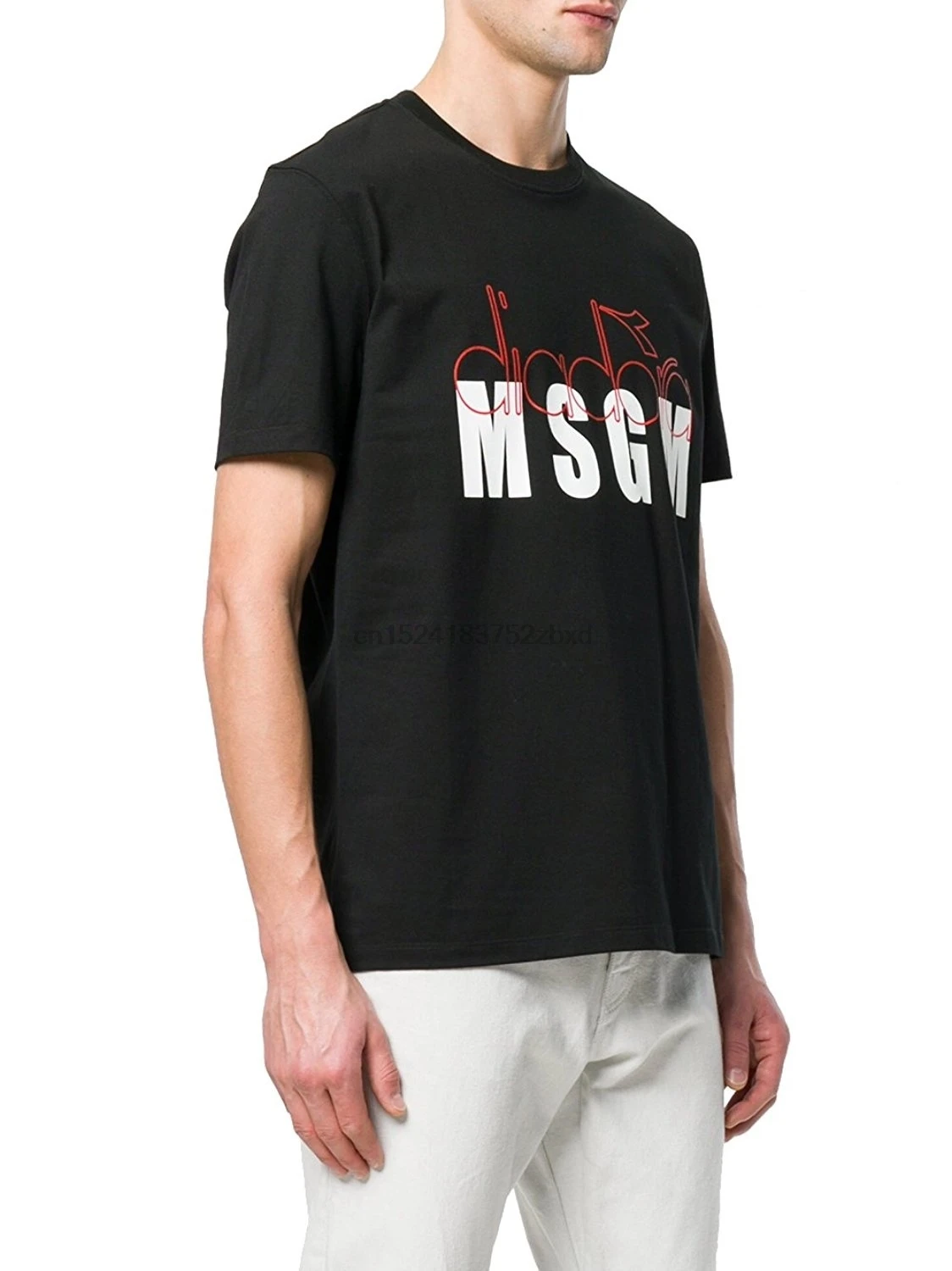 Мужская Черная хлопковая Футболка MSGM |