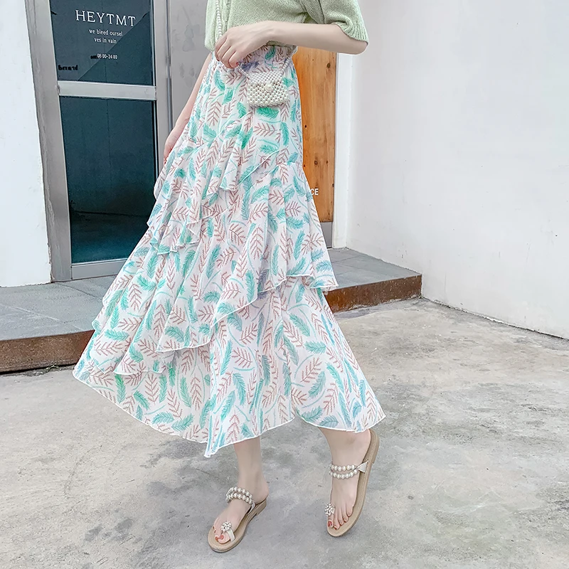 Лето 2019 Женская модная длинная юбка макси асимметричные юбки в стиле бохо