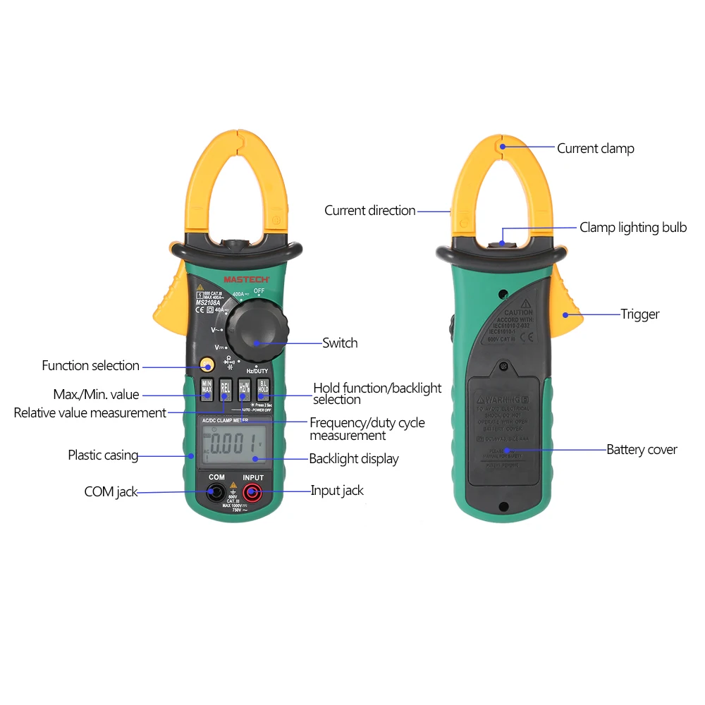 Mastech MS2108A цифровой мультиметр с зажимом частота Макс./мин. Значение измерения удерживающая лампочка сумка для переноски