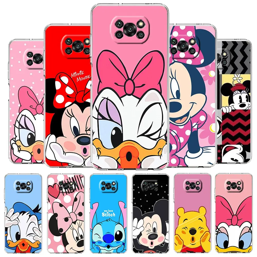 

Mickey Minnie Donald Daisy Duck Case for Xiaomi Poco X3 Pro M3 M4 Pro 5G X2 X3 NFC F1 F3 GT Transparent Soft Cases Bag Capa