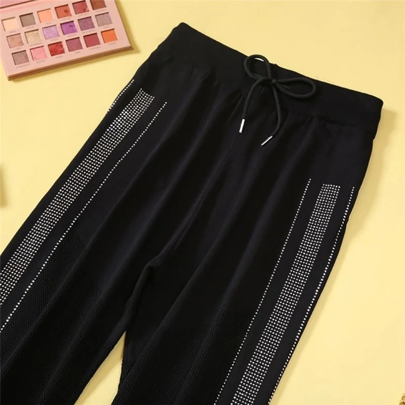 2023 New Summer Hot Drilling Harem Pants Women Pantalon Femme hiphop Casual Pants Shiny Fashion Korean Pencil Jogger Pant