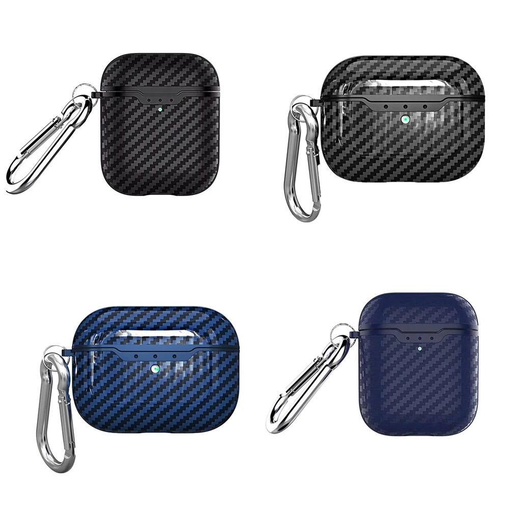 

Чехол для AirPods Pro, чехол из углеродного волокна для Apple AirPods 2 1 3 Pro, силиконовый чехол для беспроводных наушников с брелком
